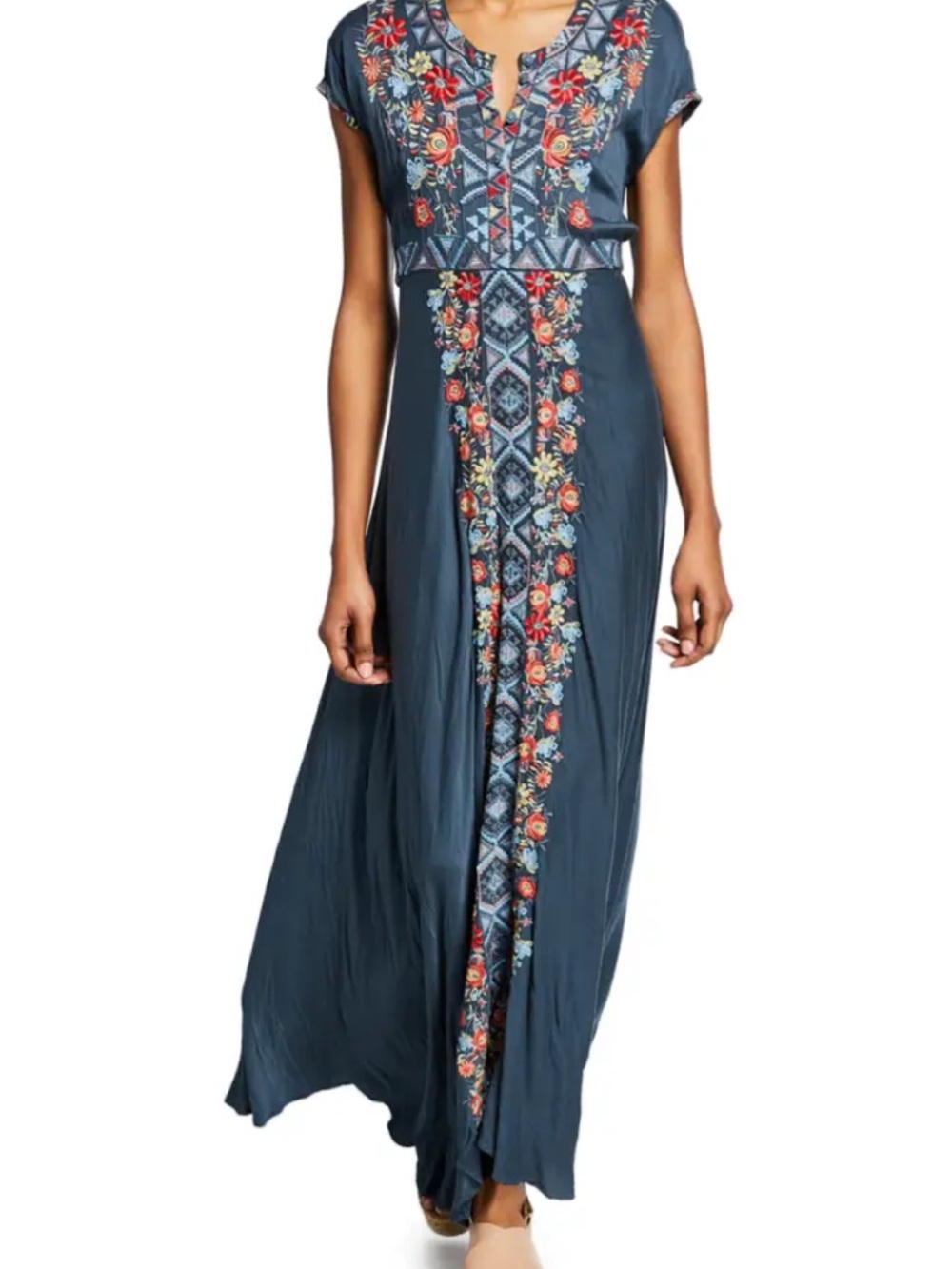 Johnny Was Embroidered Boho Cassie Maxi Dress - Navy Blue Medium - Picture 10 of 10
